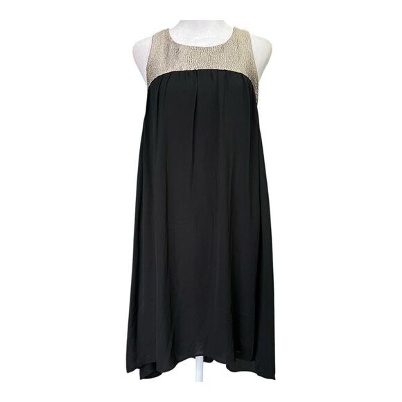Needle & Thread Black Sleeveless Flowy Hi-low Holiday Party Dress Gold Bodice Ne - Picture 1 of 6